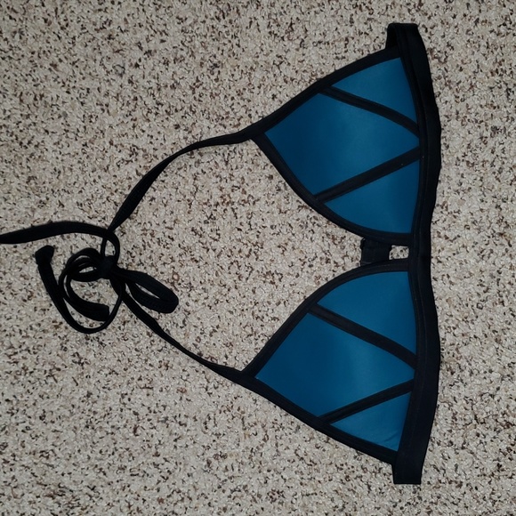 PINK Victoria's Secret Teal/Black Push Up Bikini Swimsuit Top - Picture 1 of 2